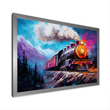 Steam train Travelling In Winter Snow Painting - Train Canvas Wall Art