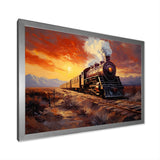 Steam train Travelling Sunset Landscape Painting I - Train Canvas Wall Art