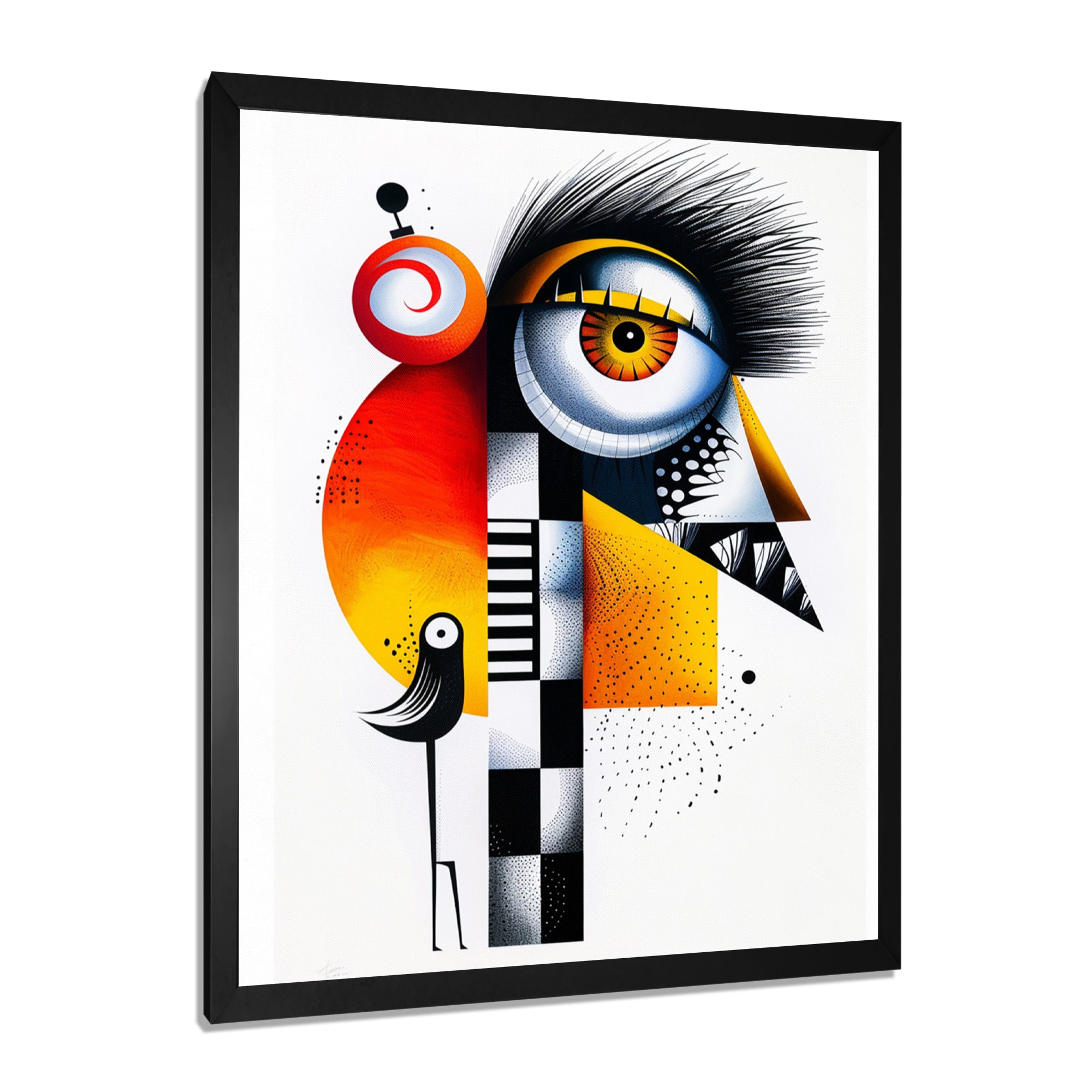 Strange Friendly Creature With Bird - Bird Canvas Wall Art