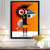 Strange Friendly Creature On Yellow - Bird Canvas Wall Art