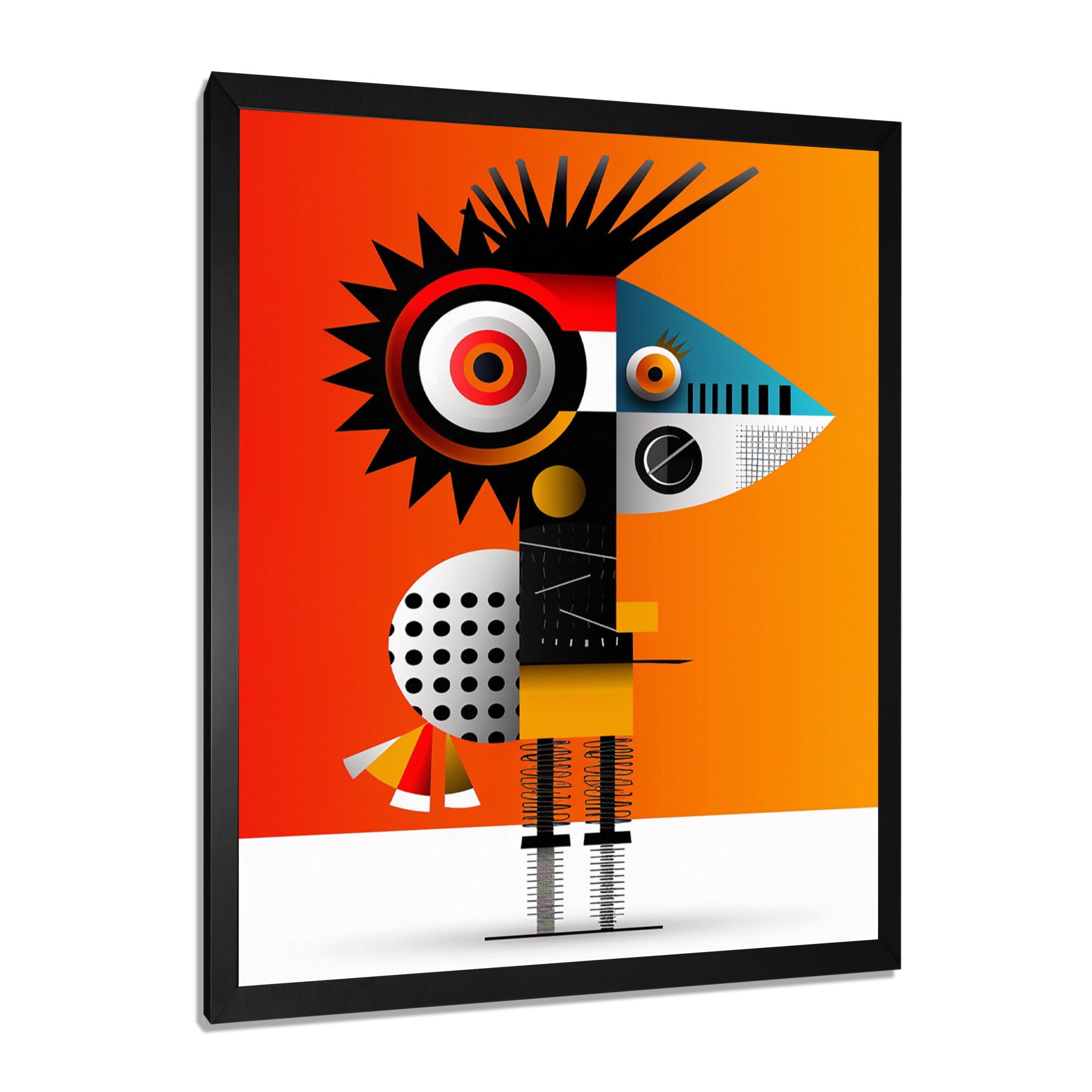 Strange Friendly Creature On Yellow - Bird Canvas Wall Art