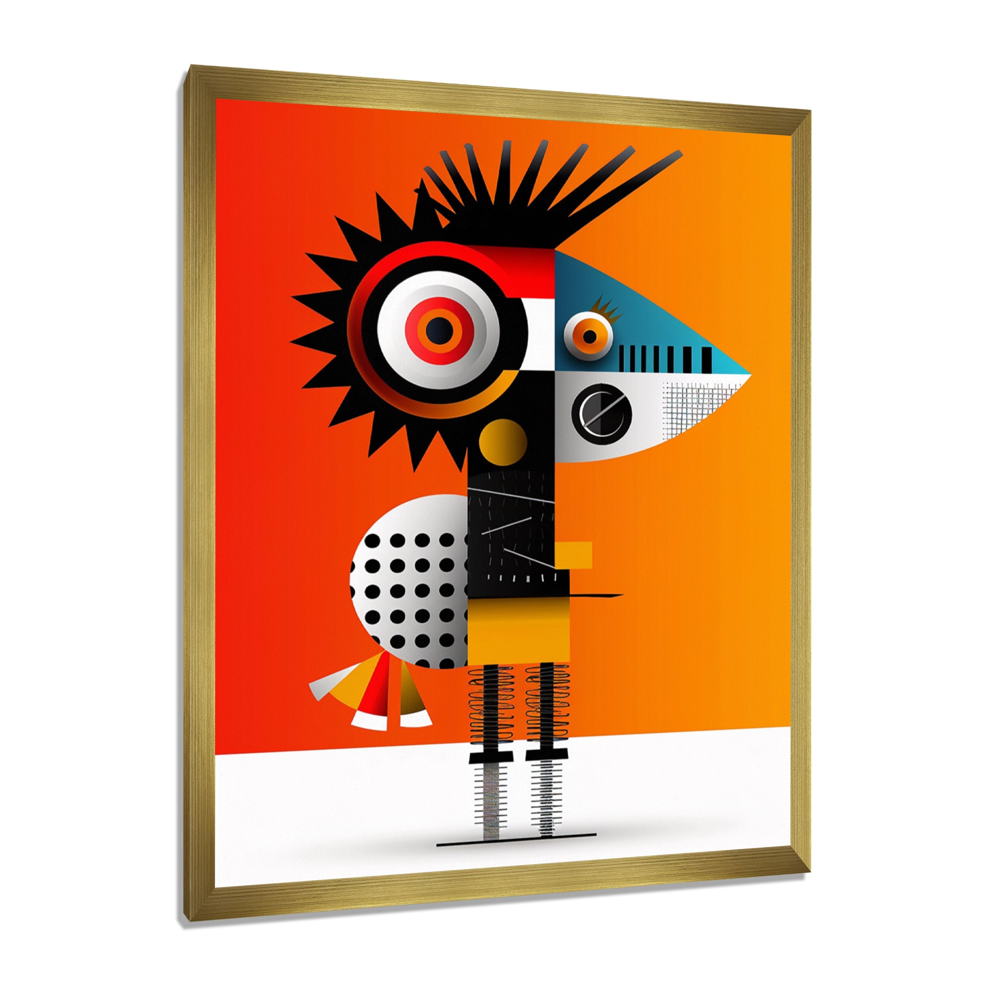 Strange Friendly Creature On Yellow - Bird Canvas Wall Art