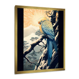 Blue Bird On Winter Brench - Bird Home Decor Art