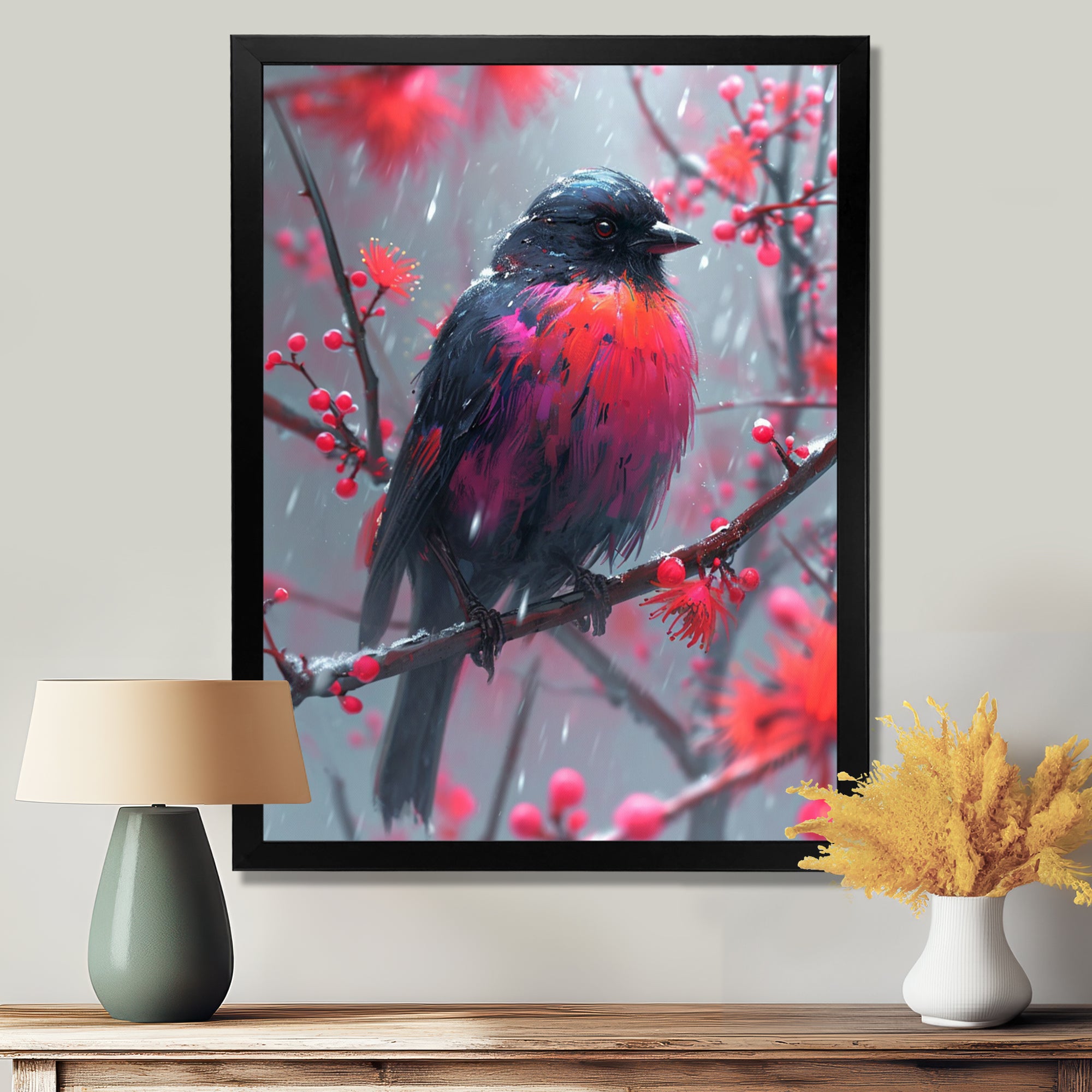 Cardinal Bird On Branch Christmas Wood - Bird Bedroom Wall Art