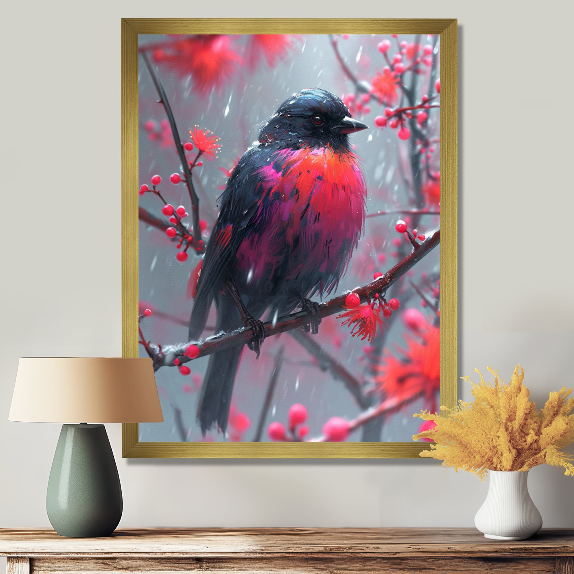 Cardinal Bird On Branch Christmas Wood - Bird Bedroom Wall Art
