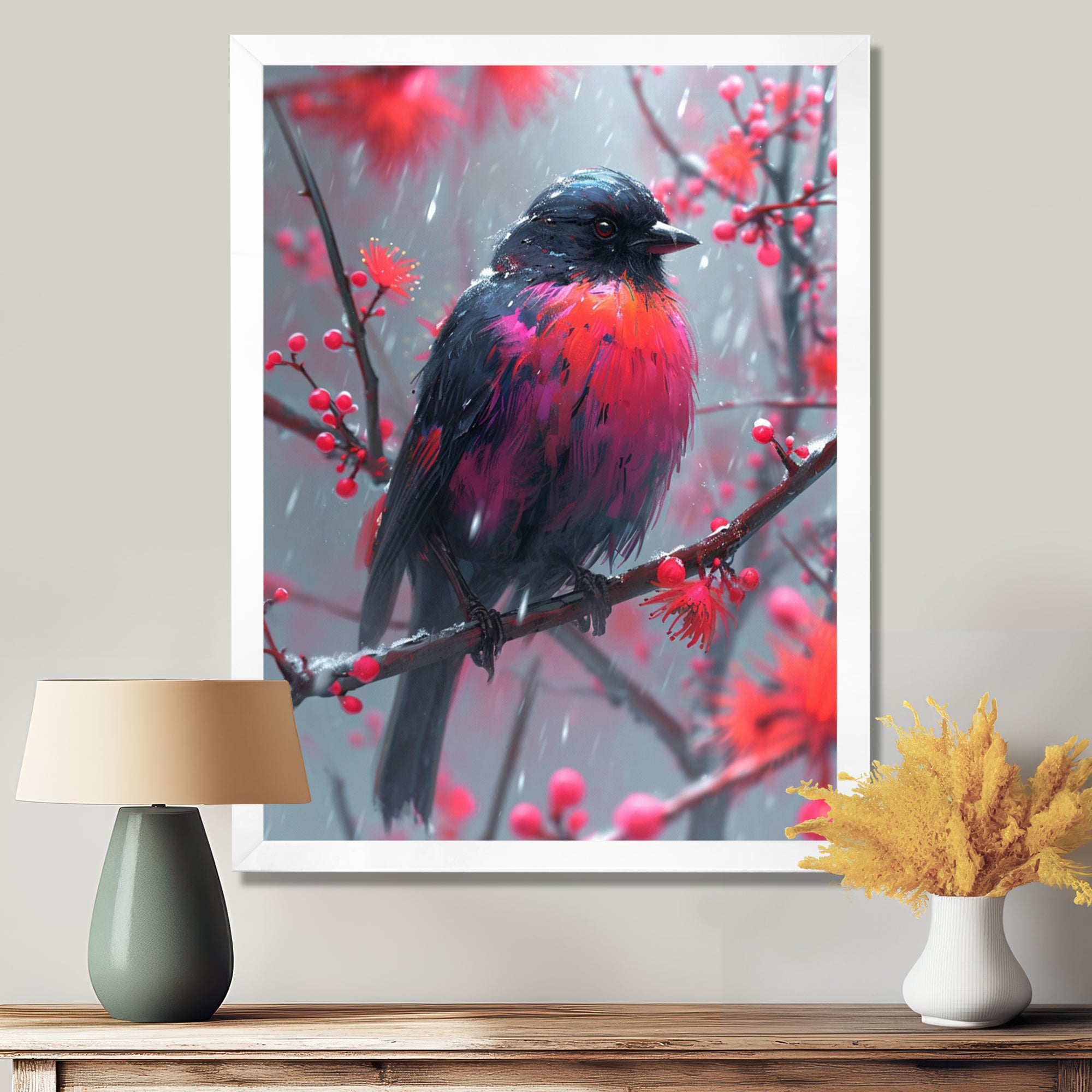Cardinal Bird On Branch Christmas Wood - Bird Bedroom Wall Art