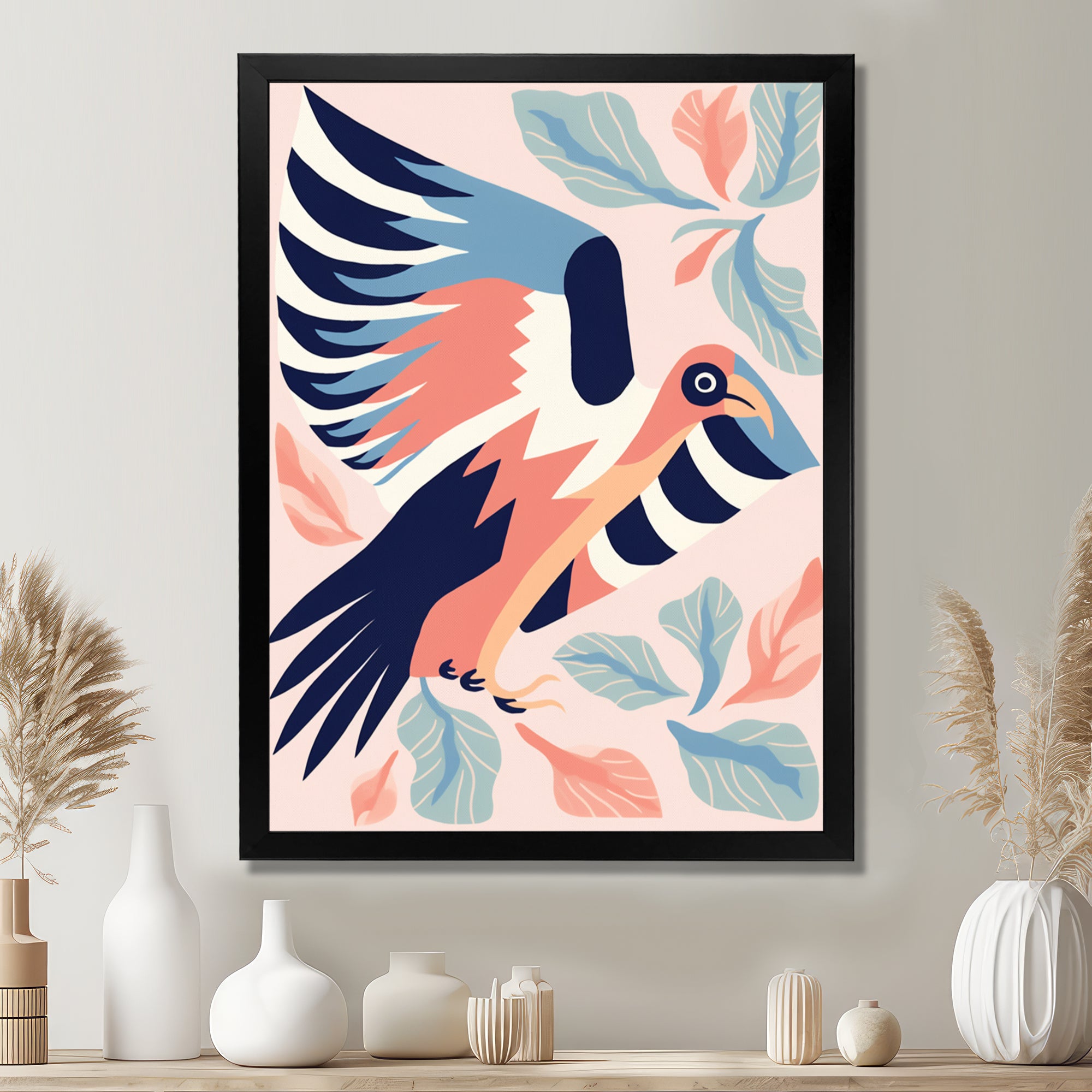Eagle Retro Illustration - Bird Floral Wall Decor
