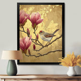 Finch Bird On Magnolia Tree - Bird Wall Decor