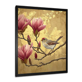 Finch Bird On Magnolia Tree - Bird Wall Decor