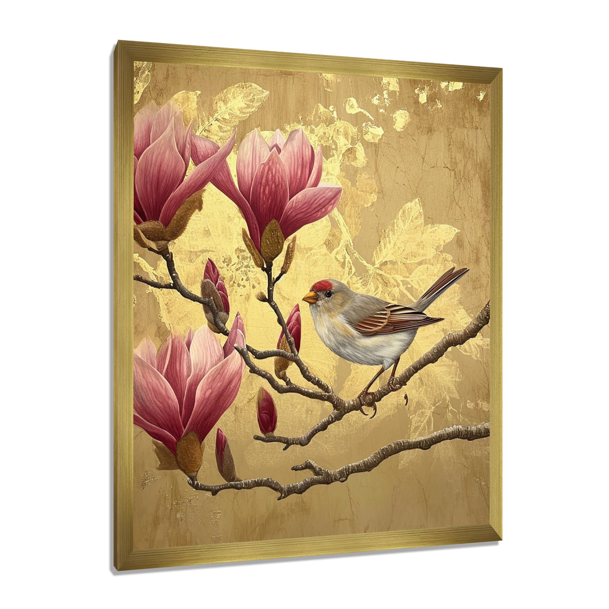 Finch Bird On Magnolia Tree - Bird Wall Decor