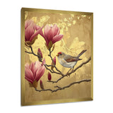 Finch Bird On Magnolia Tree - Bird Wall Decor