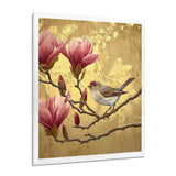 Finch Bird On Magnolia Tree - Bird Wall Decor