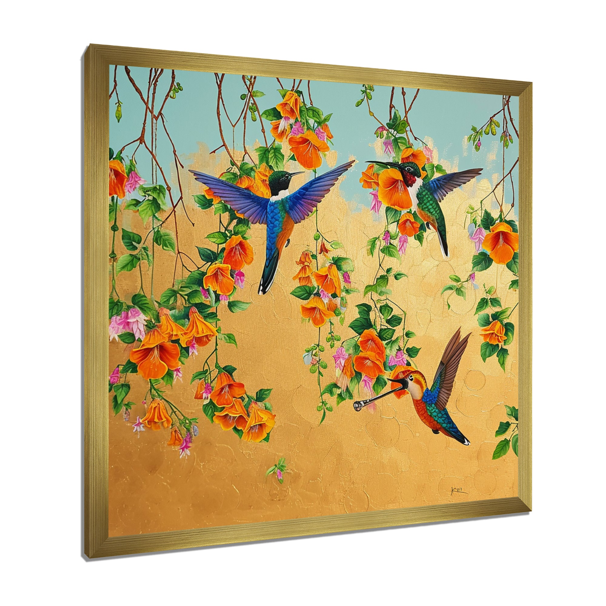 Kolibri Birds Drinking Flower Nectar - Bird Wall Art Prints