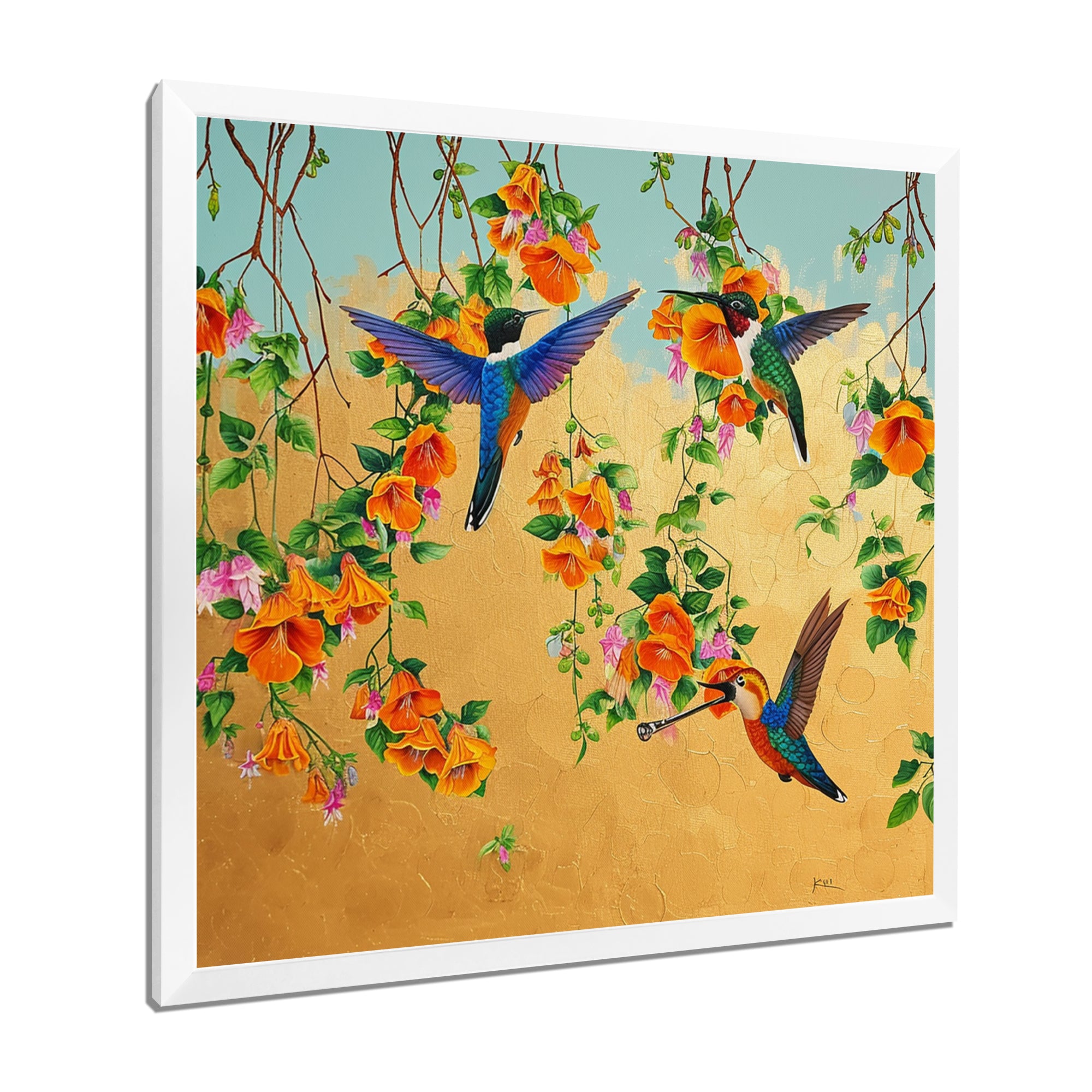 Kolibri Birds Drinking Flower Nectar - Bird Wall Art Prints