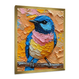 Blue Nightingale Bird On Branch - Multi-Color Bird Wall Art