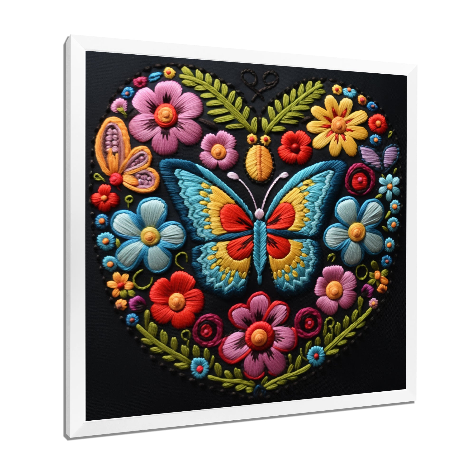 Floral Boho Papillon Embroidery - Butterfly Wall Decor