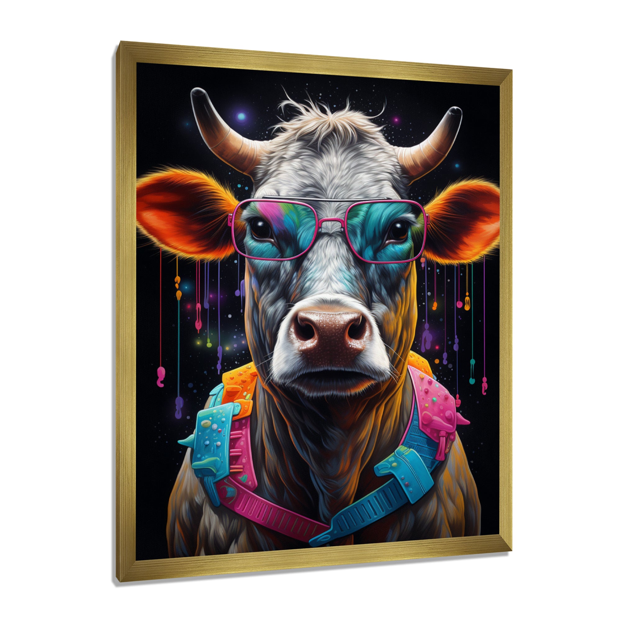 Cow With Cool Blue Sunglasses - Cow Fashion Wall Art Prints