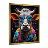 Cow With Cool Blue Sunglasses - Cow Fashion Wall Art Prints