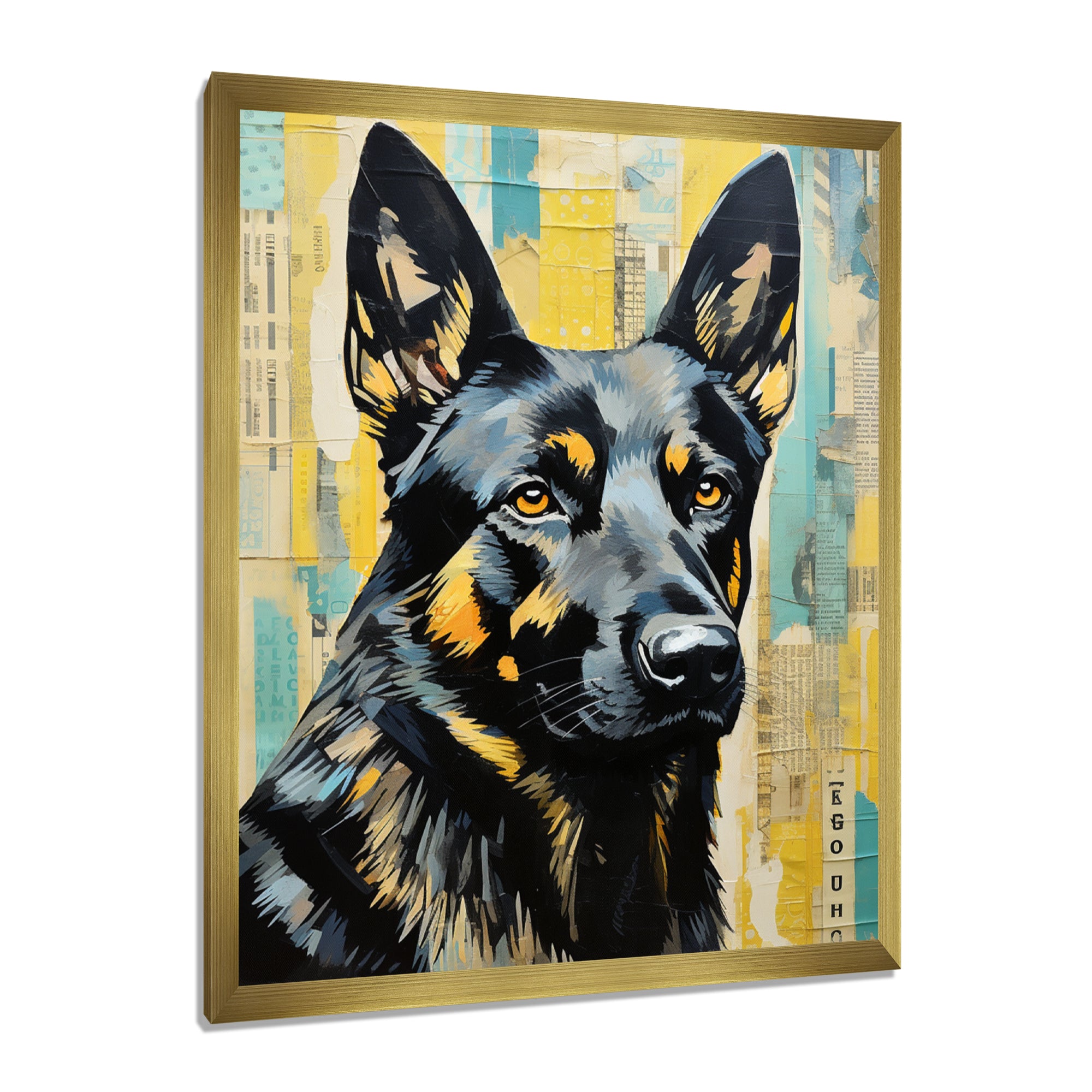 Collage Portrait Of German Shepherd - Dog German Sheperd Large Canvas Wall Art