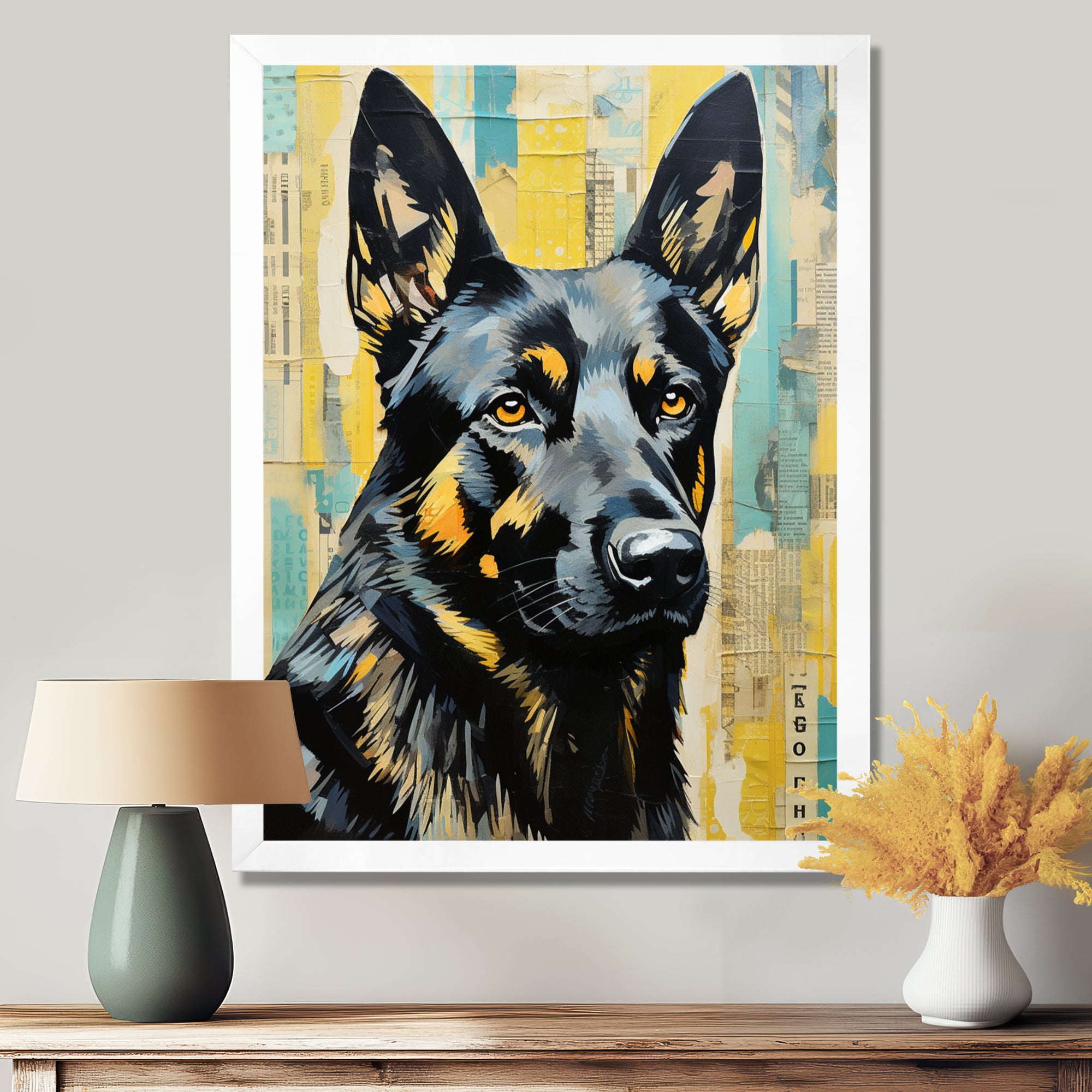 Collage Portrait Of German Shepherd - Dog German Sheperd Large Canvas Wall Art