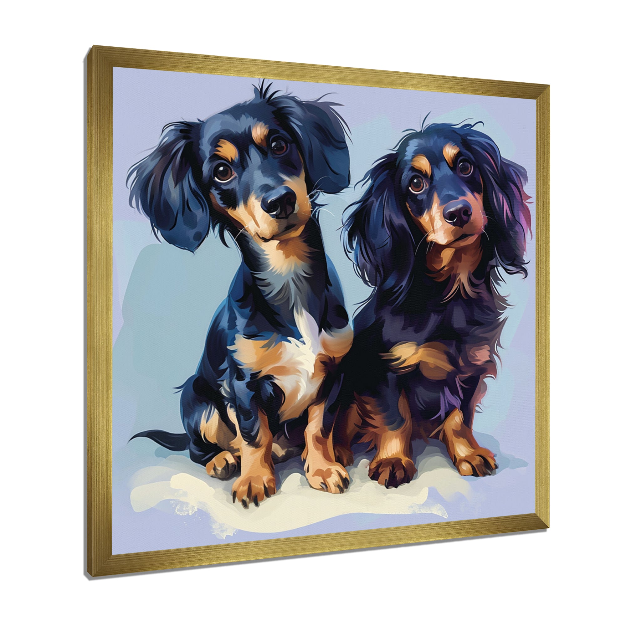 Portrait Of Two Adorable Dachshunds - Dog Dachshund Living Room Wall Art
