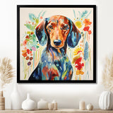 Colorful Portrait Of Endearing Dachshund - Dog Dachshund Bedroom Wall Art