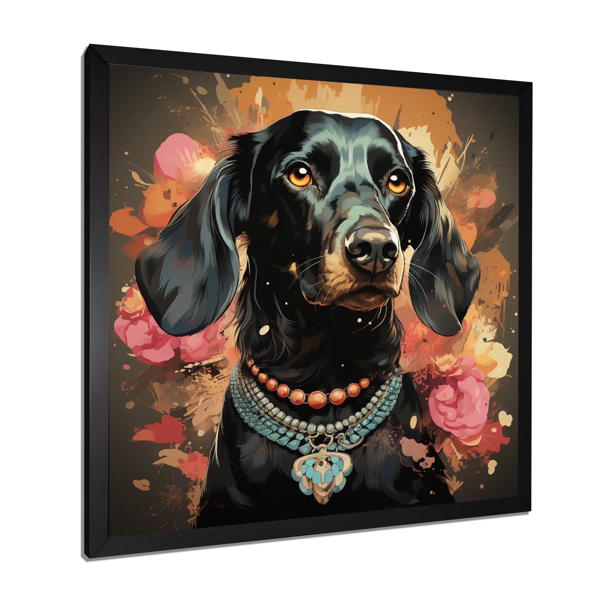 Glamorous Dachshund Portrait - Dog Dachshund Canvas Wall Art