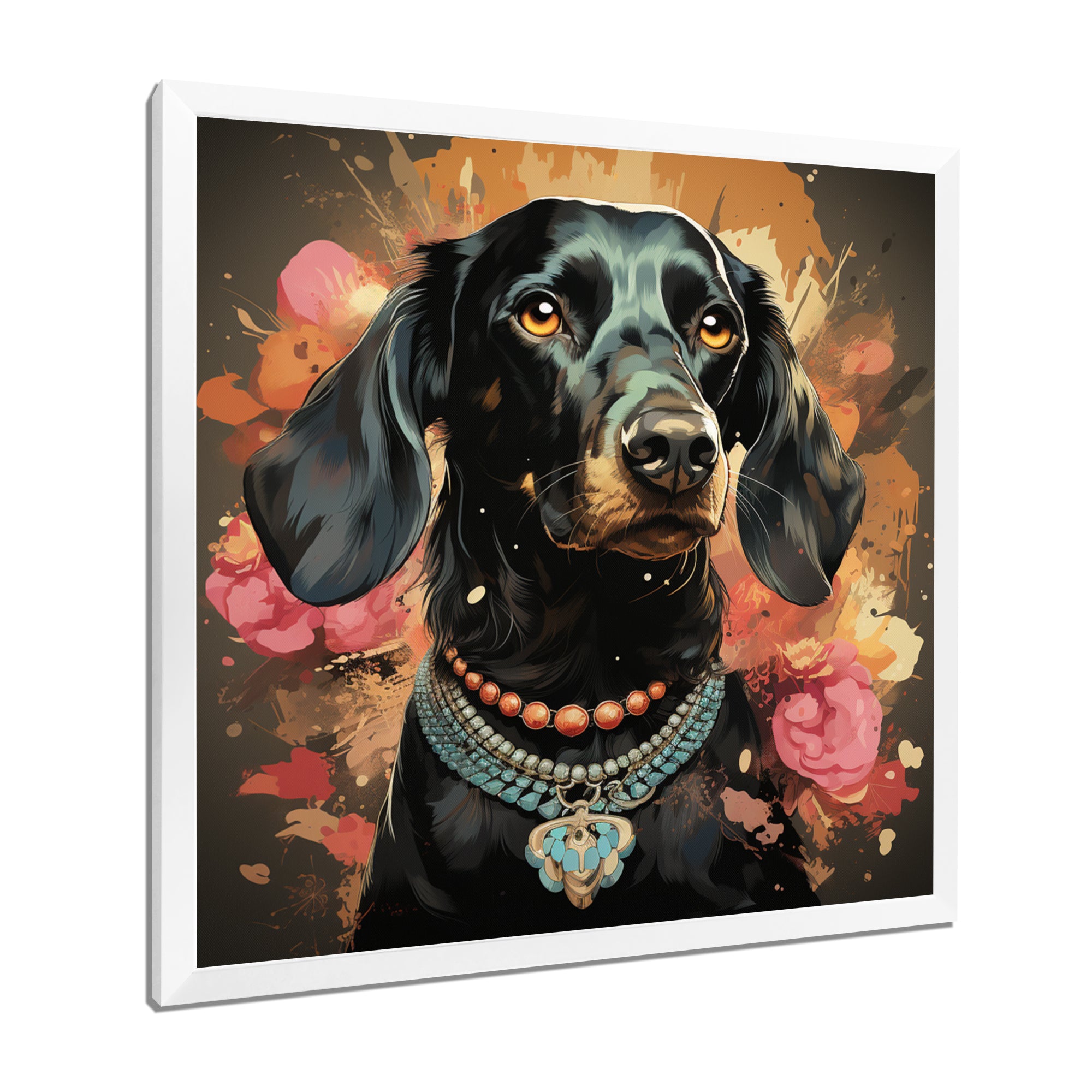 Glamorous Dachshund Portrait - Dog Dachshund Canvas Wall Art
