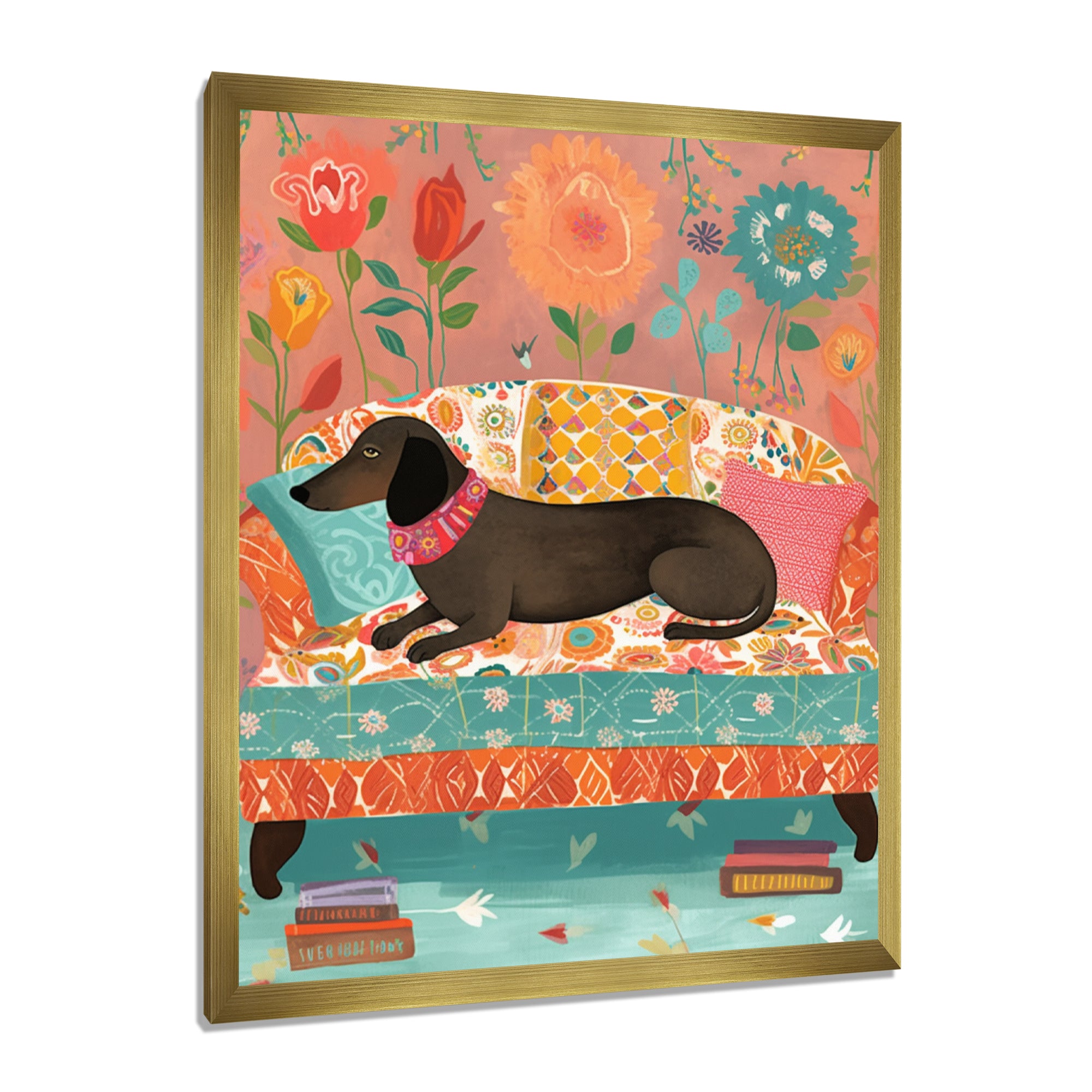 Dachshund Resting On The Couch Boho Interior - Dog Dachshund Wall Decor