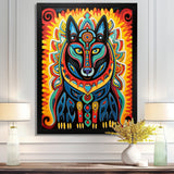 Radiant Boho Portrait Of Ethnic Black Dog - Multi-Color Dog Wall Art
