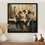 Two Dogs In The Bathtub Vintage - Brown Dog Bathroom Wall Art