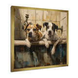 Two Dogs In The Bathtub Vintage - Brown Dog Bathroom Wall Art