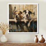 Two Dogs In The Bathtub Vintage - Brown Dog Bathroom Wall Art