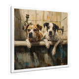Two Dogs In The Bathtub Vintage - Brown Dog Bathroom Wall Art