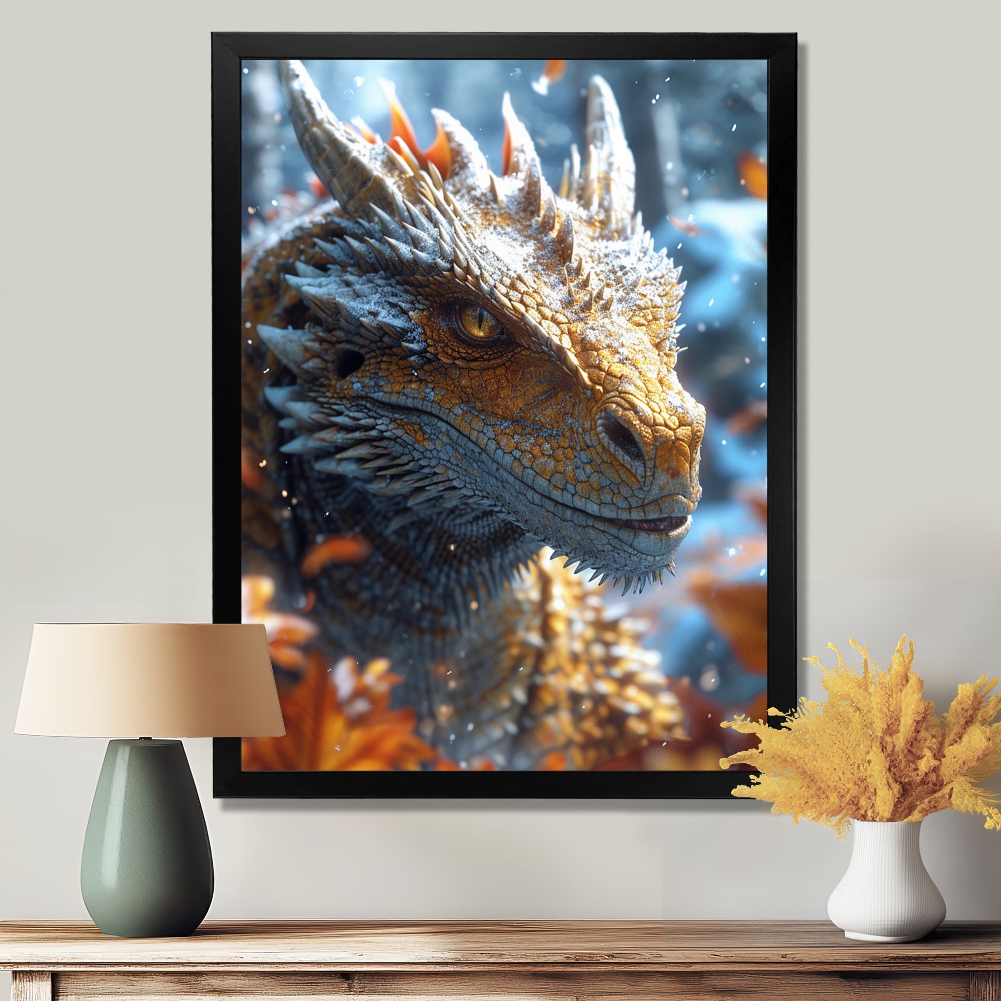Majestic Dragon Fantasy Portrait - Dragons Home Decor Art