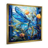 Blue Dragonfly Yellow Flowers - Dragonfly Bedroom Wall Art
