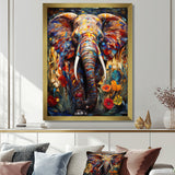 Colorful Elephant With Blooming Flowers - Elephant Fashion Wall Art Prints