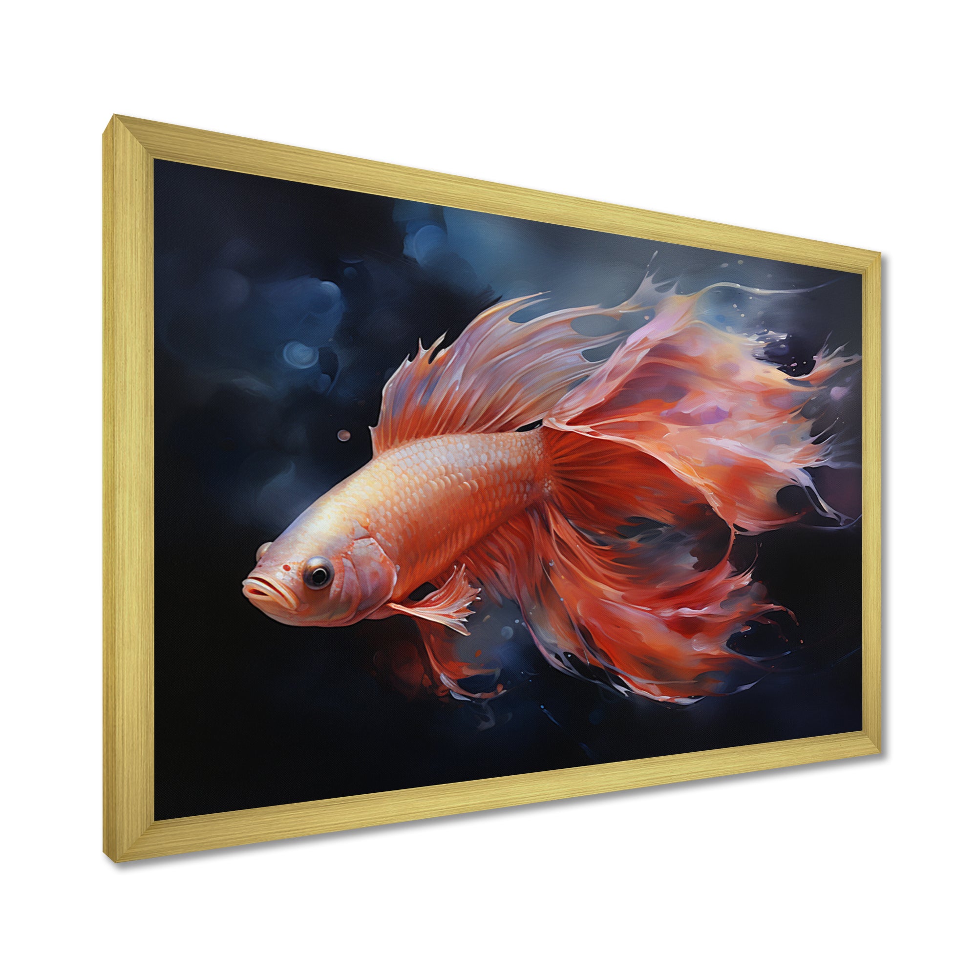 Vibrant Red Betta Fish Majestic Tail - Orange Fish Wall Art