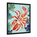 Deep Sea Lobster Retro Illustration - Lobster Large Canvas Wall Art