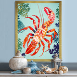 Deep Sea Lobster Retro Illustration - Lobster Large Canvas Wall Art