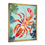 Deep Sea Lobster Retro Illustration - Lobster Large Canvas Wall Art