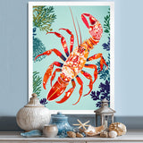 Deep Sea Lobster Retro Illustration - Lobster Large Canvas Wall Art