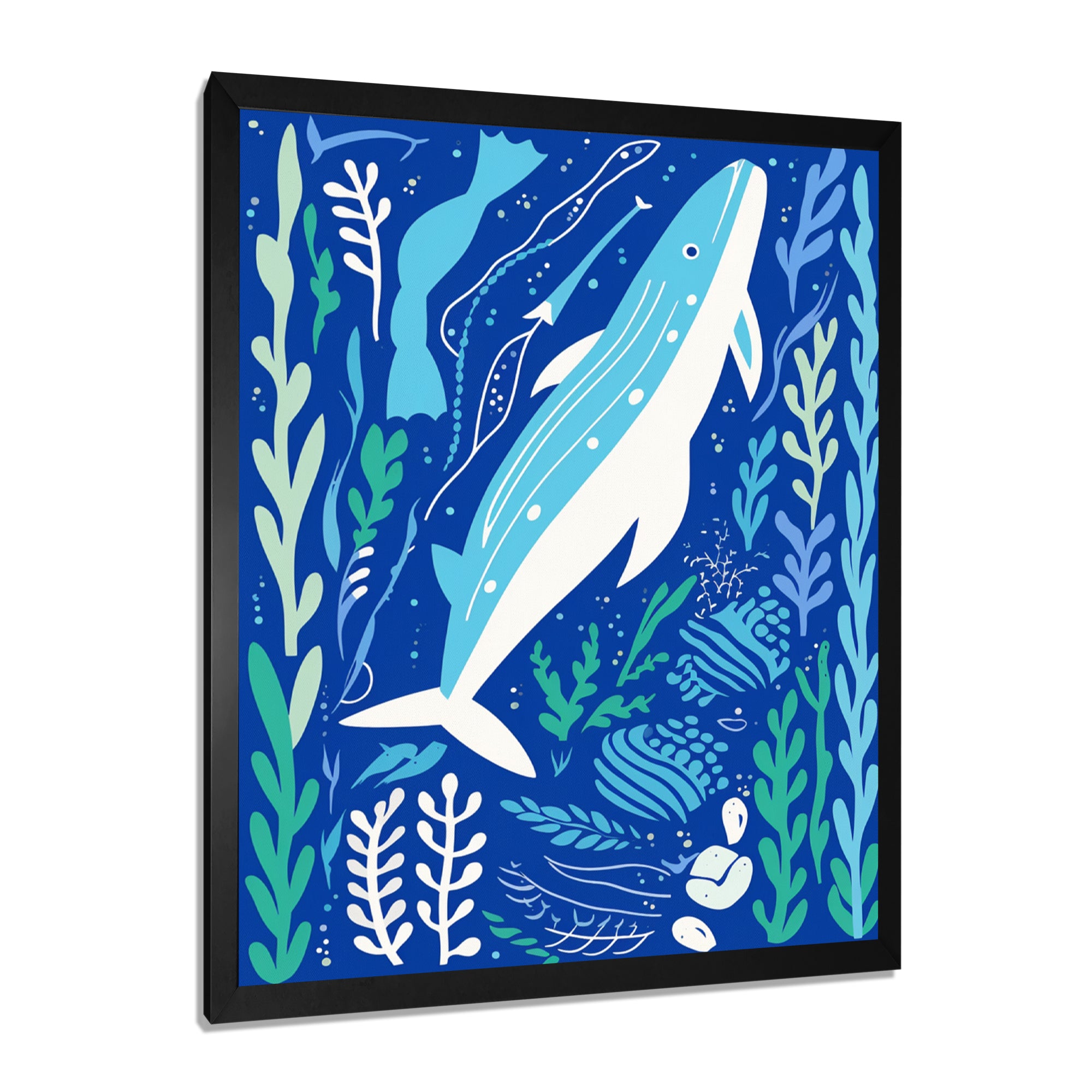 Deep Ocean Whale Retro Illustration - Whale Home Decor Art