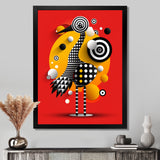 Retro Abstract Flamingo Graphic Geometrics - Flamingo Living Room Wall Art