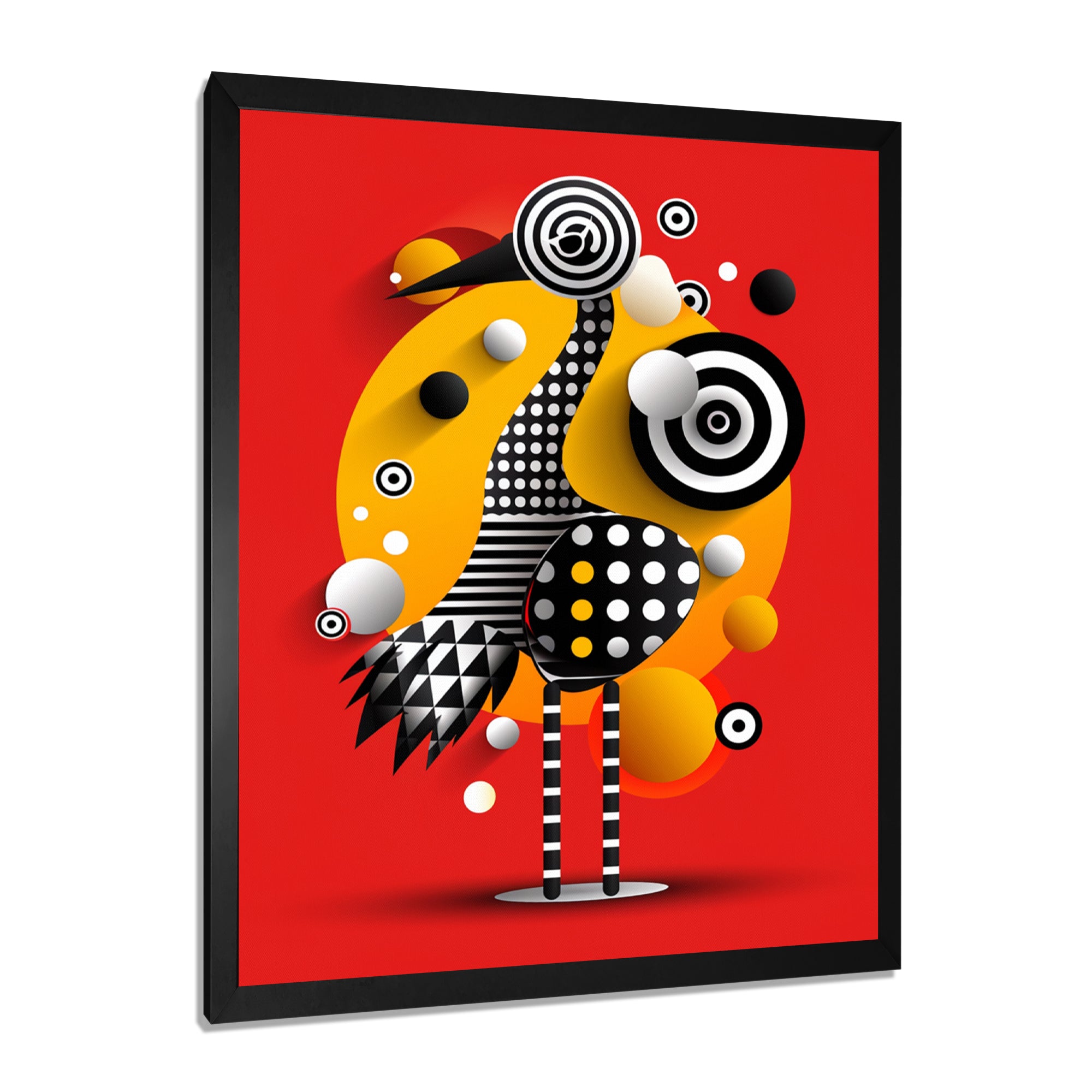 Retro Abstract Flamingo Graphic Geometrics - Flamingo Living Room Wall Art