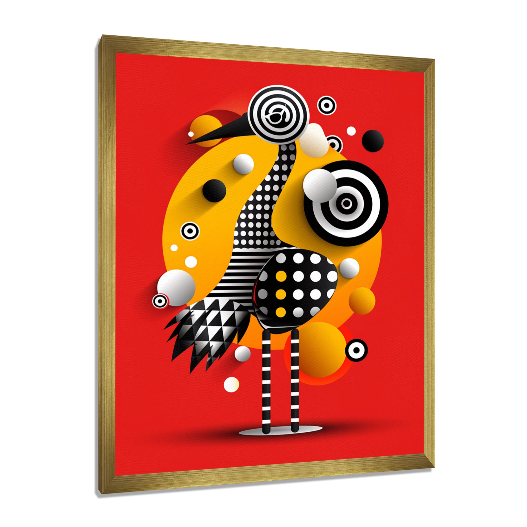 Retro Abstract Flamingo Graphic Geometrics - Flamingo Living Room Wall Art