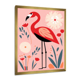 Pink Flamingo Retro Illustration - Flamingo Wall Decor