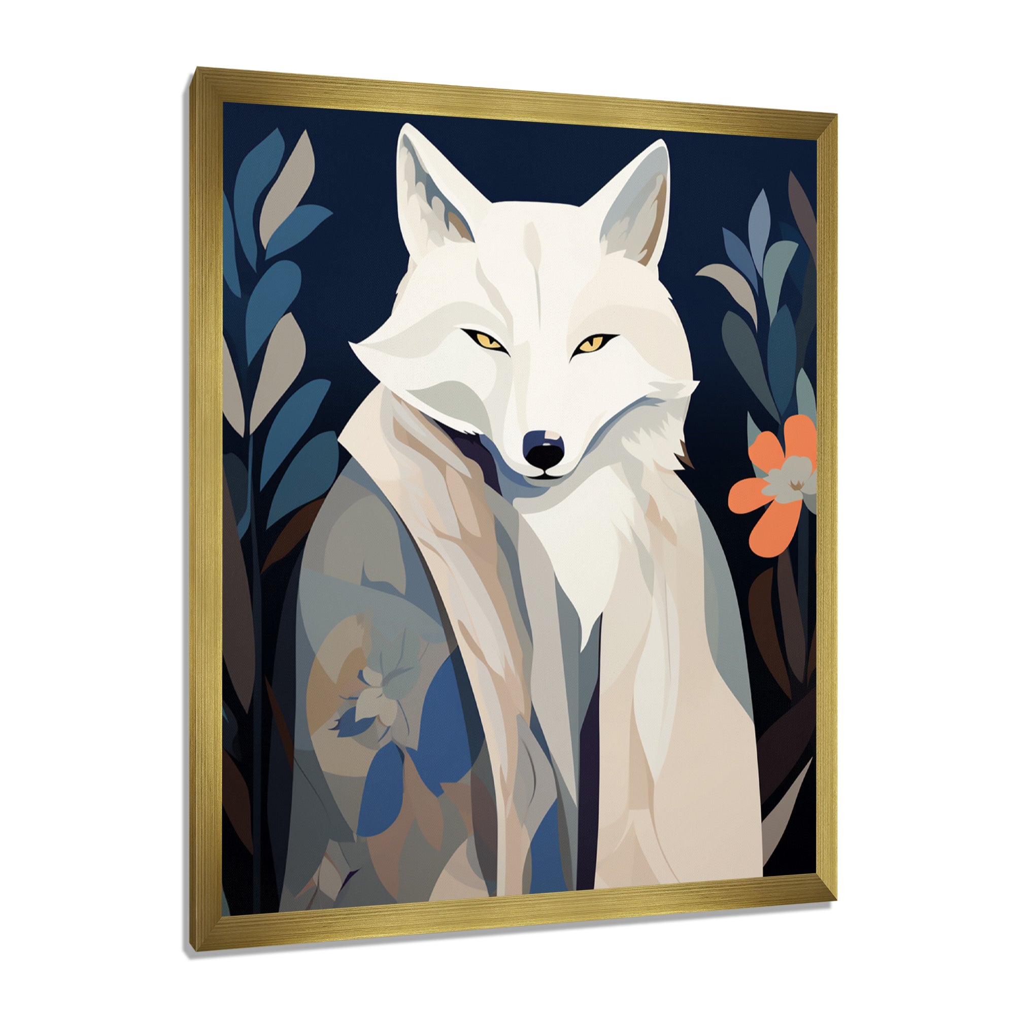 Gracious Fox Mysterious Retro Illustration - Fox Home Decor Art