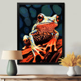 Frog On A Leaf Retro Illustration - Frog Bedroom Wall Art