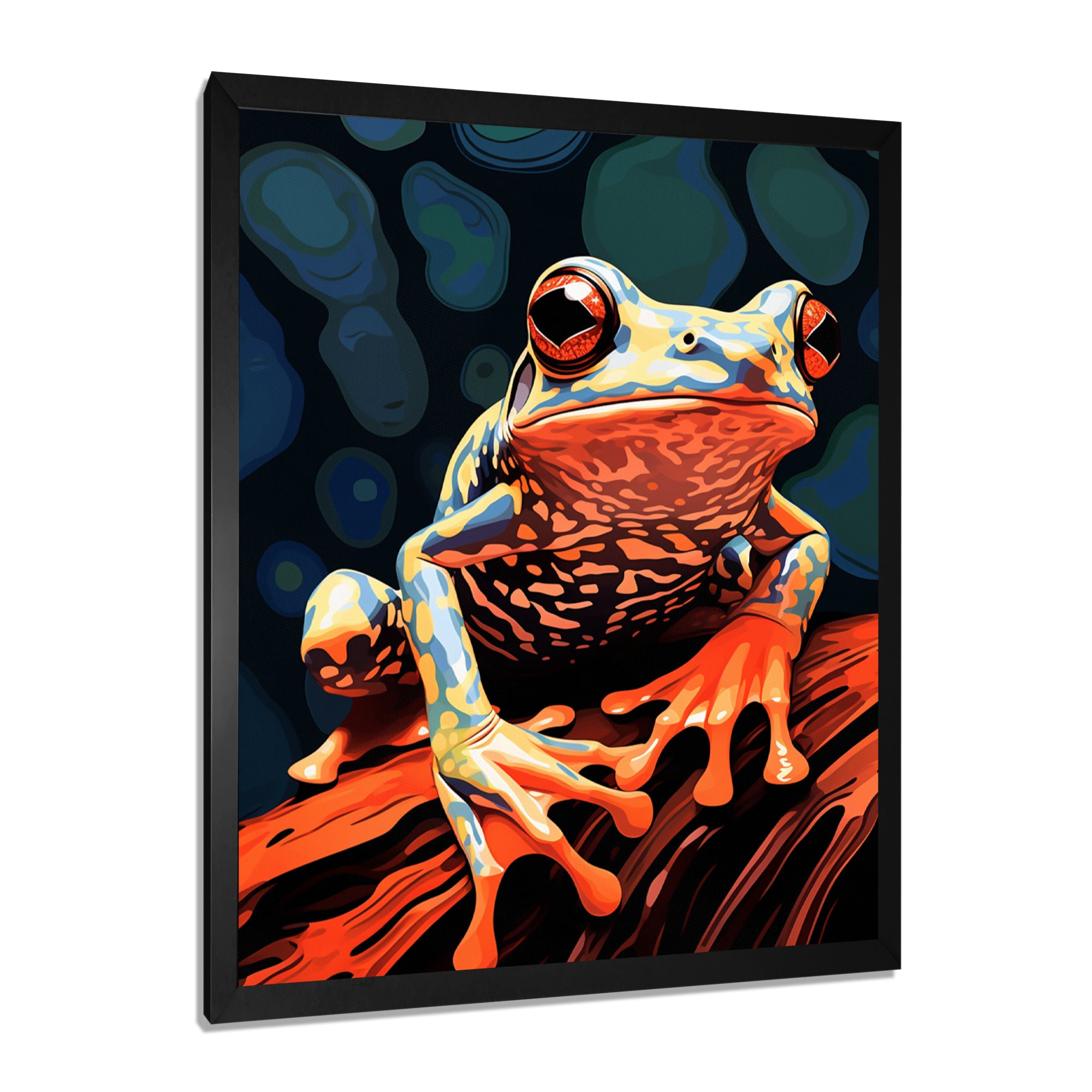 Frog On A Leaf Retro Illustration - Frog Bedroom Wall Art